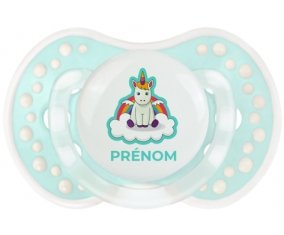 Licorne avec ailes sur nuage avec prénom : Retro-turquoise-lagon classique Tétine embout Lovi Dynamic