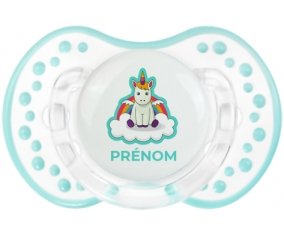 Licorne avec ailes sur nuage avec prénom : Retro-blanc-lagon classique Tétine embout Lovi Dynamic