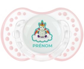 Licorne avec ailes sur nuage avec prénom : Retro-blanc-rose-tendre classique Tétine embout Lovi Dynamic