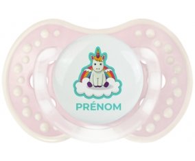 Licorne avec ailes sur nuage avec prénom : Retro-rose-tendre classique Tétine embout Lovi Dynamic