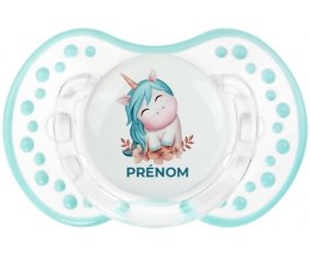 Licorne turquoise avec prénom : Retro-blanc-lagon classique Tétine embout Lovi Dynamic