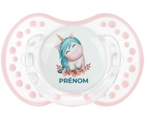 Licorne turquoise avec prénom : Retro-blanc-rose-tendre classique Tétine embout Lovi Dynamic