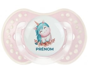 Licorne turquoise avec prénom : Retro-rose-tendre classique Tétine embout Lovi Dynamic