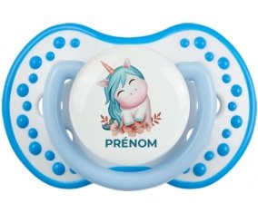Licorne turquoise avec prénom : Blanc-bleu phosphorescente Tétine embout Lovi Dynamic