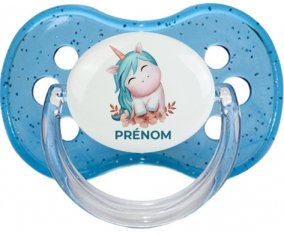 Licorne turquoise avec prénom : Sucette Cerise personnalisée