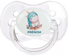 Licorne turquoise avec prénom : Transparent classique Tétine embout cerise