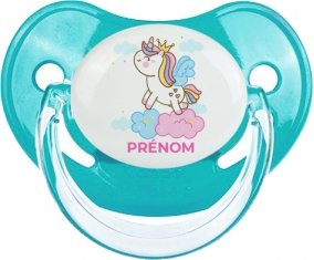Licorne avec couronne sur nuage avec prénom : Sucette Physiologique personnalisée