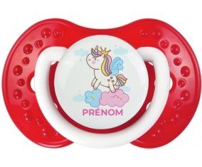 Licorne avec couronne sur nuage avec prénom : Blanc-rouge classique Tétine embout Lovi Dynamic