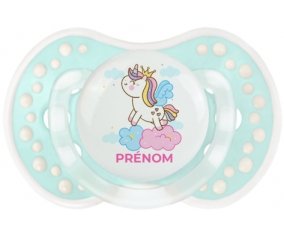 Licorne avec couronne sur nuage avec prénom : Retro-turquoise-lagon classique Tétine embout Lovi Dynamic