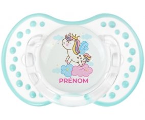 Licorne avec couronne sur nuage avec prénom : Retro-blanc-lagon classique Tétine embout Lovi Dynamic