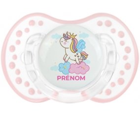 Licorne avec couronne sur nuage avec prénom : Retro-blanc-rose-tendre classique Tétine embout Lovi Dynamic