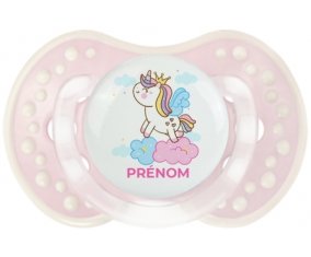 Licorne avec couronne sur nuage avec prénom : Retro-rose-tendre classique Tétine embout Lovi Dynamic