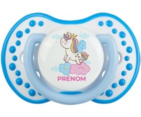Licorne avec couronne sur nuage avec prénom : Blanc-bleu phosphorescente Tétine embout Lovi Dynamic