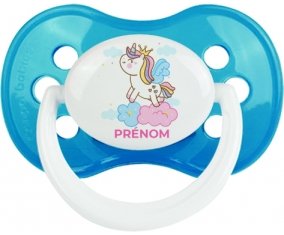 Licorne avec couronne sur nuage avec prénom : Cyan classique Tétine embout anatomique