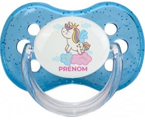 Licorne avec couronne sur nuage avec prénom : Sucette Cerise personnalisée