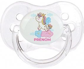 Licorne avec couronne sur nuage avec prénom : Transparent classique Tétine embout cerise