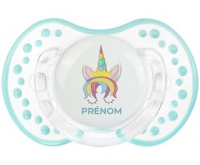 Licorne design-1 avec prénom : Retro-blanc-lagon classique Tétine embout Lovi Dynamic