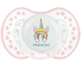 Licorne design-1 avec prénom : Retro-blanc-rose-tendre classique Tétine embout Lovi Dynamic