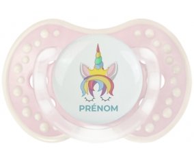 Licorne design-1 avec prénom : Retro-rose-tendre classique Tétine embout Lovi Dynamic