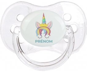 Licorne design-1 avec prénom : Transparent classique Tétine embout cerise