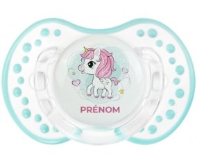 Poney rose cœur avec prénom : Retro-blanc-lagon classique Tétine embout Lovi Dynamic