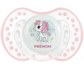 Poney rose cœur avec prénom : Retro-blanc-rose-tendre classique Tétine embout Lovi Dynamic