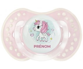 Poney rose cœur avec prénom : Retro-rose-tendre classique Tétine embout Lovi Dynamic