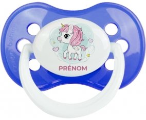 Poney rose cœur avec prénom : Sucette Anatomique personnalisée
