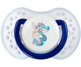 My Little Pony Princesse Célestia design-3 avec prénom : Marine-blanc-bleu classique Tétine embout Lovi Dynamic