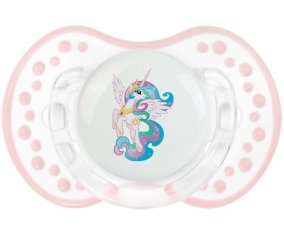 My Little Pony Princesse Célestia design-3 avec prénom : Retro-blanc-rose-tendre classique Tétine embout Lovi Dynamic