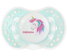 Licorne design-2 avec prénom : Retro-turquoise-lagon classique Tétine embout Lovi Dynamic