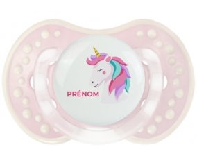 Licorne design-2 avec prénom : Retro-rose-tendre classique Tétine embout Lovi Dynamic