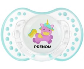 Licorne design-4 avec prénom : Retro-blanc-lagon classique Tétine embout Lovi Dynamic