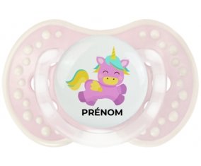 Licorne design-4 avec prénom : Retro-rose-tendre classique Tétine embout Lovi Dynamic