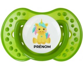 Licorne design-5 avec prénom : Sucette LOVI Dynamic personnalisée