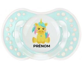 Licorne design-5 avec prénom : Retro-turquoise-lagon classique Tétine embout Lovi Dynamic