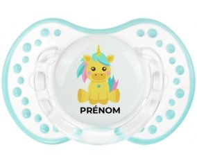 Licorne design-5 avec prénom : Retro-blanc-lagon classique Tétine embout Lovi Dynamic