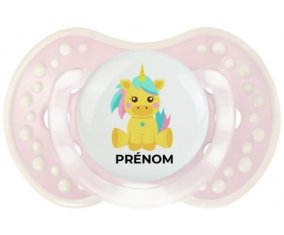 Licorne design-5 avec prénom : Retro-rose-tendre classique Tétine embout Lovi Dynamic