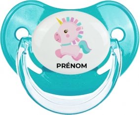 Licorne design-6 avec prénom : Sucette Physiologique personnalisée