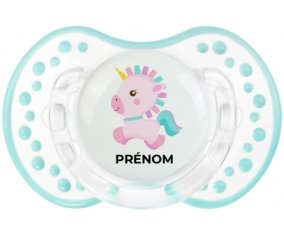 Licorne design-6 avec prénom : Retro-blanc-lagon classique Tétine embout Lovi Dynamic