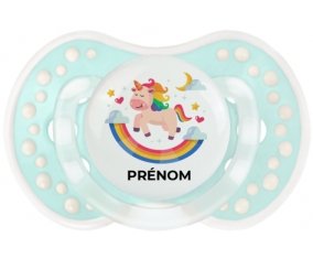 Licorne arc en ciel avec prénom : Retro-turquoise-lagon classique Tétine embout Lovi Dynamic