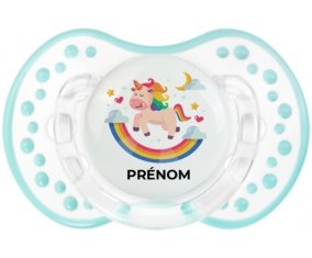 Licorne arc en ciel avec prénom : Retro-blanc-lagon classique Tétine embout Lovi Dynamic