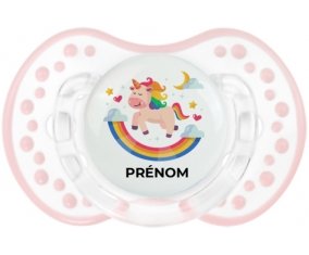 Licorne arc en ciel avec prénom : Retro-blanc-rose-tendre classique Tétine embout Lovi Dynamic
