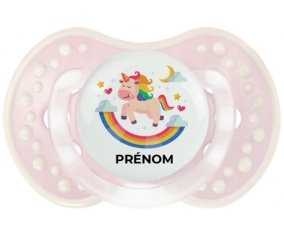 Licorne arc en ciel avec prénom : Retro-rose-tendre classique Tétine embout Lovi Dynamic