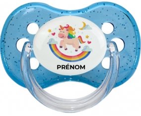 Licorne arc en ciel avec prénom : Tétine Cerise personnalisée