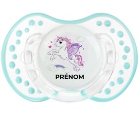 Licorne design-7 avec prénom : Retro-blanc-lagon classique Tétine embout Lovi Dynamic