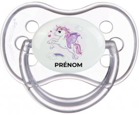 Licorne design-7 avec prénom : Transparente classique Tétine embout anatomique