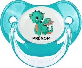 Dragon design-1 avec prénom : Bleue classique Tétine embout physiologique
