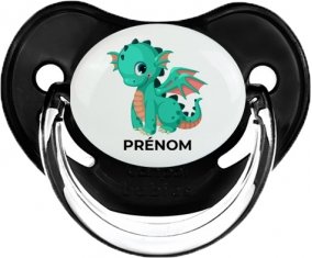Dragon design-1 avec prénom : Noir classique Tétine embout physiologique