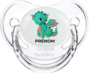 Dragon design-1 avec prénom : Transparent classique Tétine embout physiologique